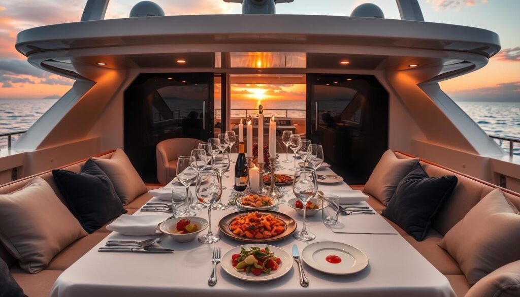 Luxury yacht charter dining